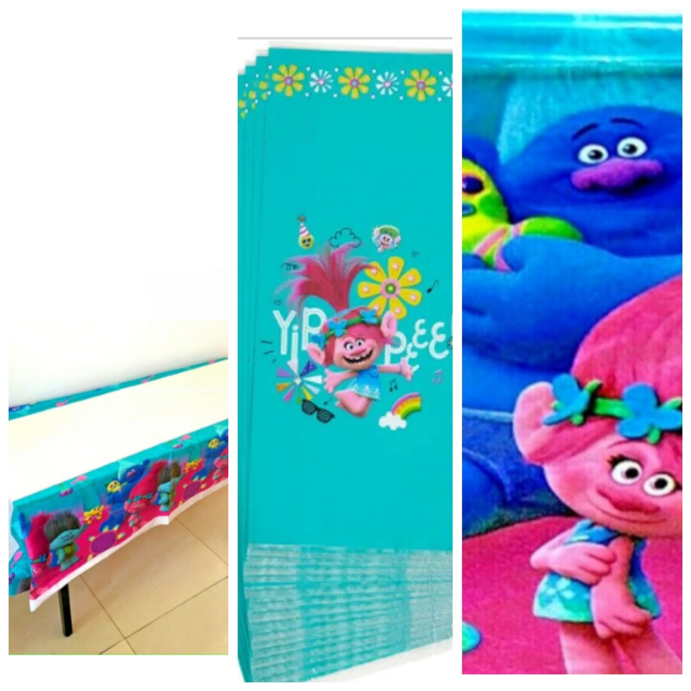 1 Trolls table cover and 1 Set treat bags (16 Pieces In A Bag)